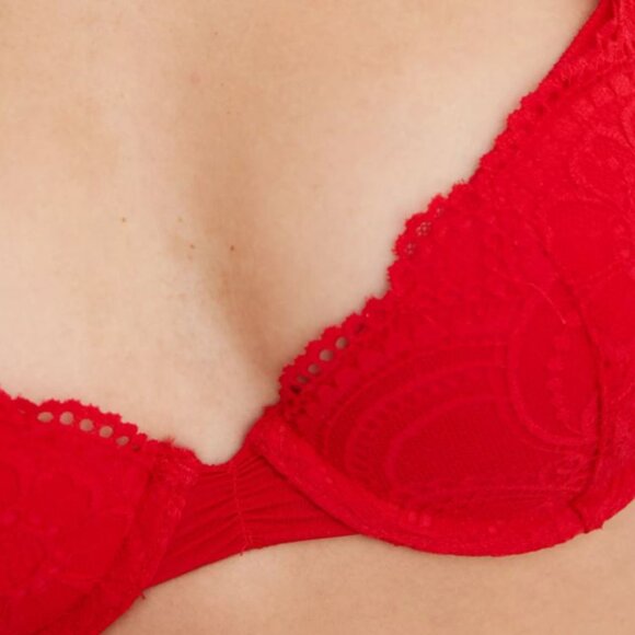 Aerie Red Real Power Plunge Push Up Slumber Party Lace Bra Size 32D - Picture 5 of 5